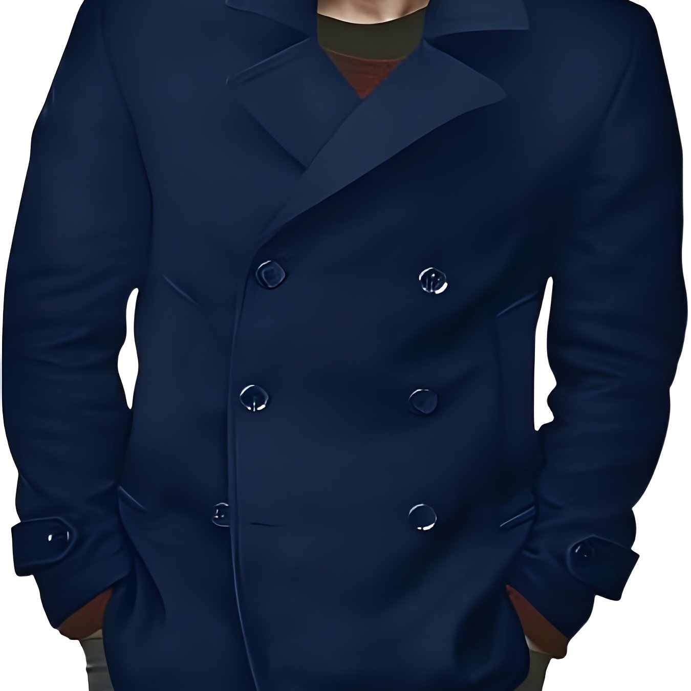 1pz Cappotto Invernale Pesante da Uomo - Giacca Doppiopetto con Colletto a Lancia, Grande Bottone sul Risvolto & Passanti in Tinta Unita (Tessuto Non Elasticizzato) - Capospalla Spesso per Taglie Grandi e Alte, Abbigliamento Casual ed Elegante (Marrone),