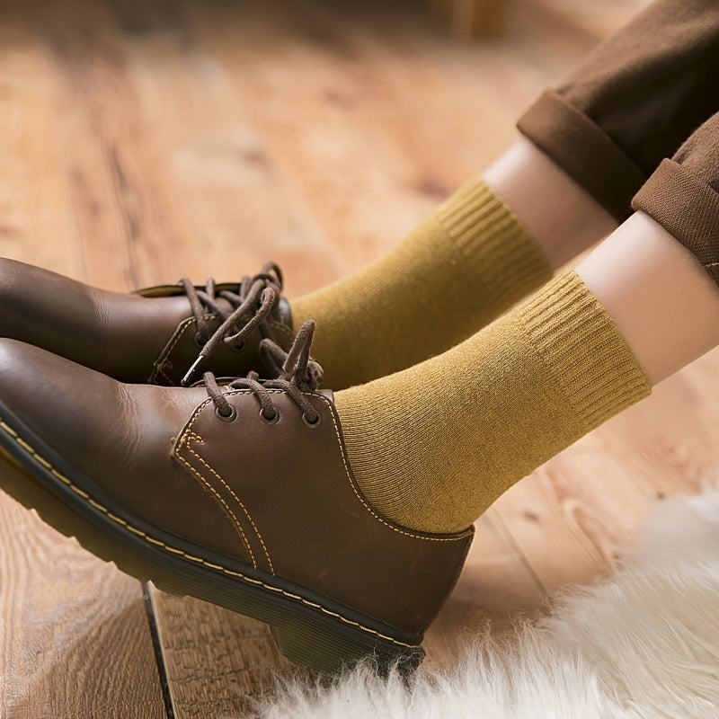 8 Paia di Calze Casual Colorate Mid-Polpaccio Tesoro Calze Spesse Multi-Colorate Strisce Autunno e Inverno Essenziali! Chiuso-Occhio Chi Lo Sa! 8 Paia di Calze Colorate Spesse Una Tinta per Tutto il Periodo 8 Paia di Calze Spesse Set | Abbinamento di Colo