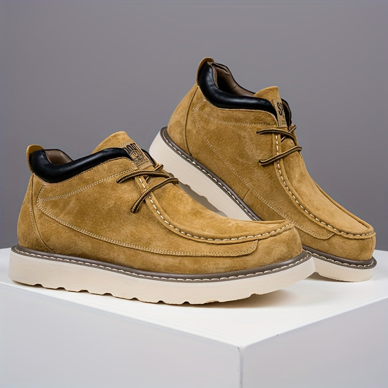 Scarpe Derby Genuine da Uomo - Stivali alla Caviglia Marroni con Chiusura a Lacci, Comode e Traspiranti, Versatili per Tutte le Stagioni, Perfette per Abbigliamento Casual, Calzature Quotidiane | Stivali alla Caviglia Sottili | Suola in Gomma Durevole