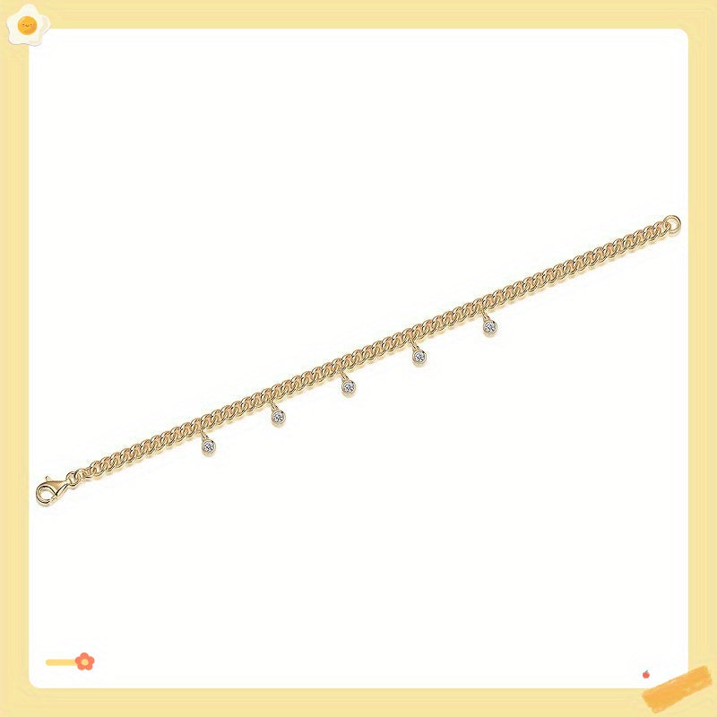 925 Argento Incastonato Moissanite Oro Circolare Taglio Moda Catena Cubana Pendente Braccialetto per Uomini e Donne, Gioielli Scintillanti per Tutti i Generi, Regalo di Natale, Regalo di Halloween, Regalo di Anniversario, Miglior Regalo per Coppie