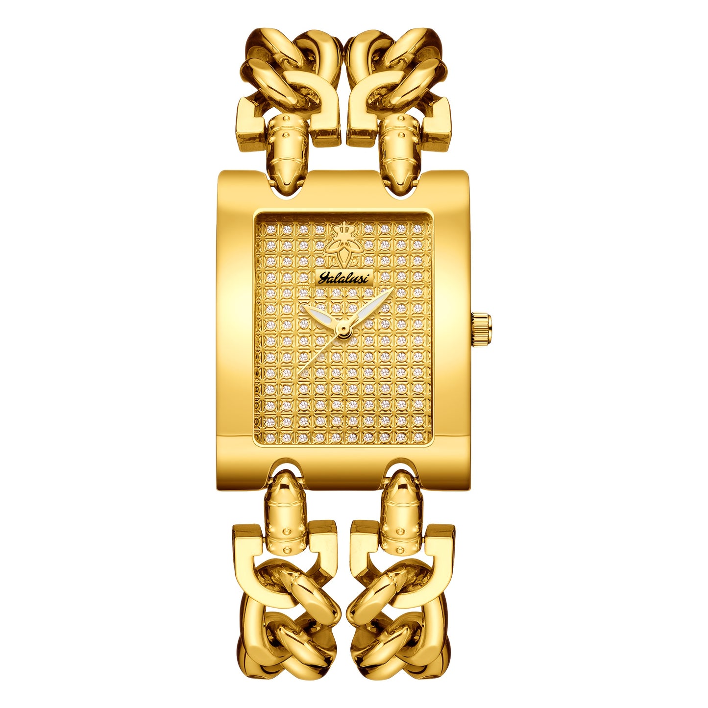 YaLaLuSI Orologio da Donna in Quarzo Dorato Glamour con Quadrante Decorato di Strass, Lancette Luminose e Bracciale a Catena Robusto - Esclusivo Display Analogico per Tutte le Occasioni, Include Scatola Regalo - Il Regalo Perfetto per Famiglia e Amici, Or