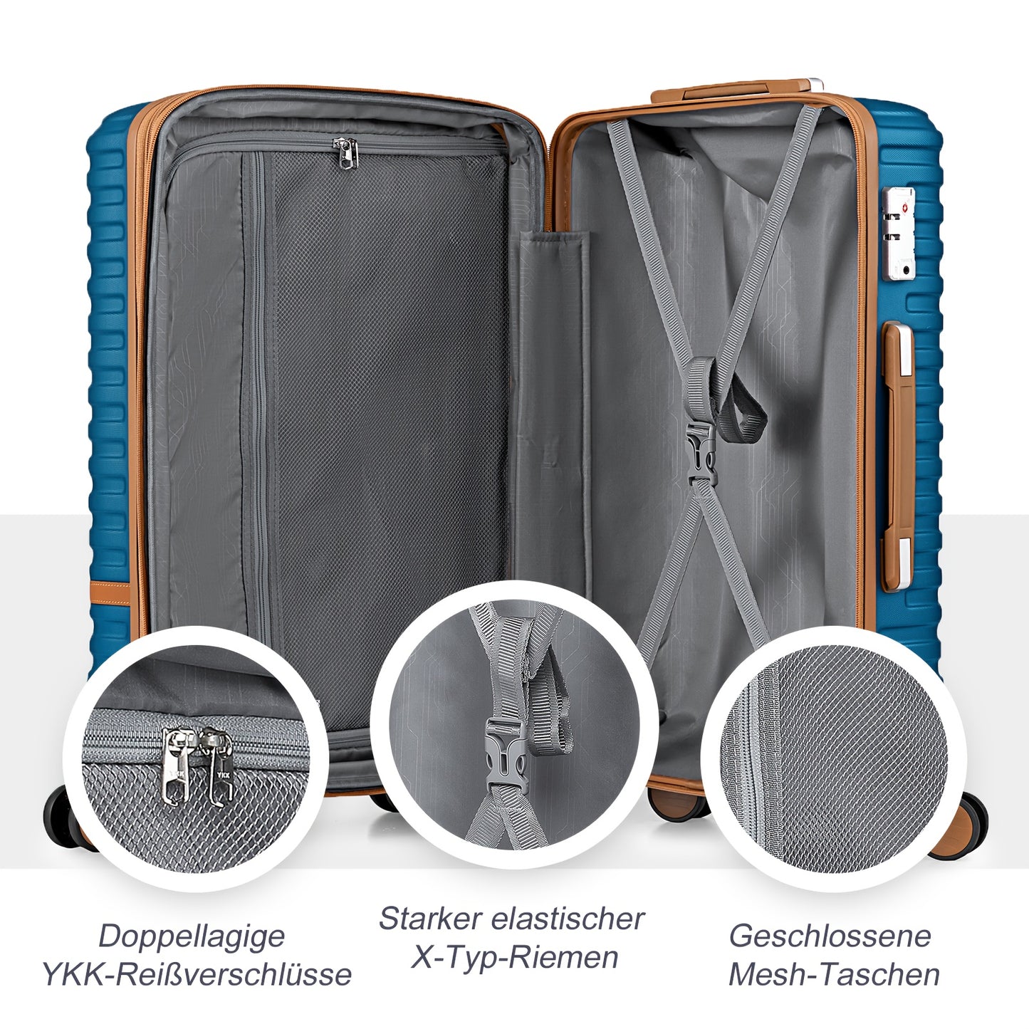 Set di bagagli da viaggio Joyway di tre pezzi, bagaglio a mano per cabineria aereo, bagaglio a mano portatile a guscio rigido da 13/20 pollici, borsa da viaggio con tasca grande e ruote universali + borsa da viaggio per la cura personale