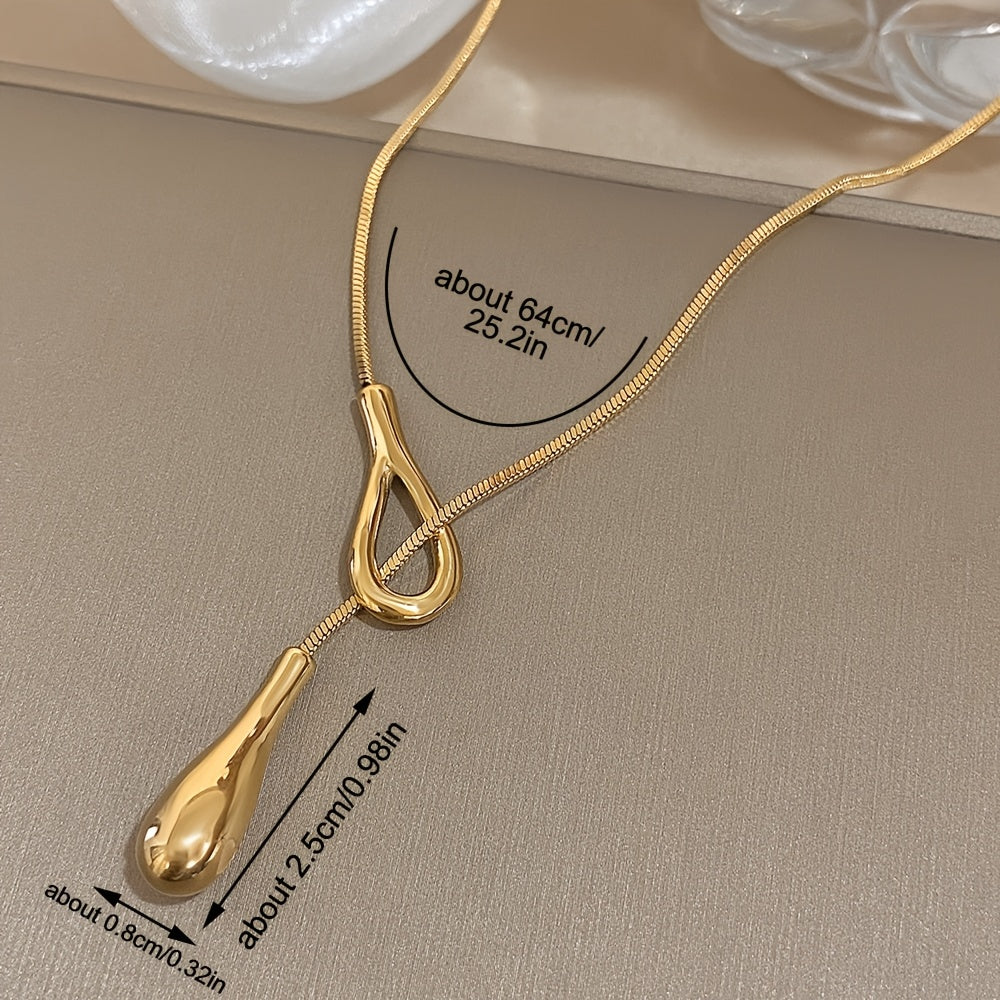 1pz Elegante Collana a Y Vintage, Pendente a Goccia di Acciaio Inossidabile, Catena a Serpente, Gioielli di Lusso per Regali per Donne e Uomini, Accessorio per San, Abbigliamento Quotidiano per Tutte le Stagioni