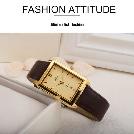 Orologio Elegante da Donna - Cassa Dorata con Cinturino Marrone, Movimento al Quarzo con Data, Orologio di Lusso per Tutti i Giorni e Occasioni Formali - Regalo Ideale per Compleanno/Anniversario, Design Sofisticato