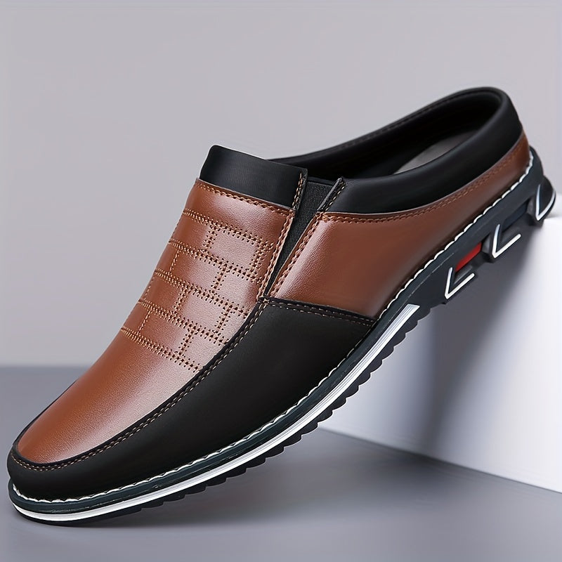 Stile vintage retrò, pantofole comode e antiscivolo da uomo di grandi dimensioni, tomaia in PU, suola in gomma, fodera in PU, adatte per uomo, chiusura slip-on, design a tinta unita.