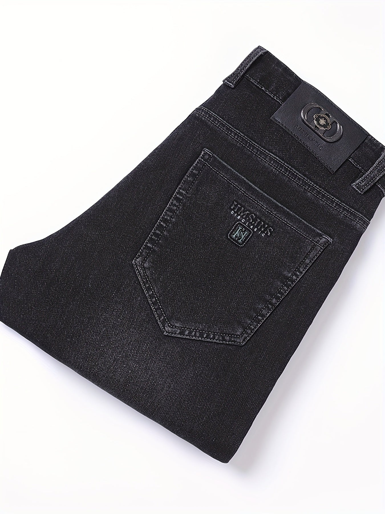 Pantaloni di lusso da uomo in denim finto - Pantaloni dritti con vita media e chiusura a cerniera - Pantaloni formali e casual per ufficio, riunioni, eventi - Design classico non trasparente - Ideali per l'abbigliamento professionale e quotidiano, denim f