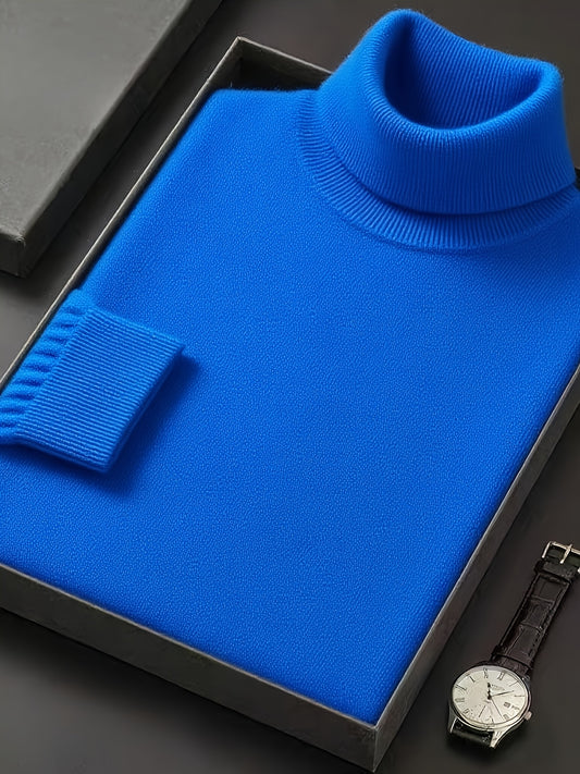 Maglione Uomo con Collo Alto Casual - Pullover a Manica Lunga in Maglia Morbida, Lavabile in Lavatrice, Tinta Unita, Taglio Regolare per Autunno Inverno e Abbigliamento Casual, Design Elegante e Minimalista