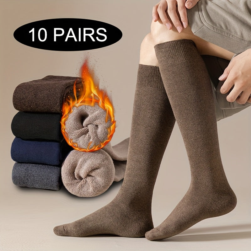 10 Paia di Calzini Lunghi da Uomo Autunno e Inverno Anti-Odore Calzini Caviglia Spessi in Velluto Caldo Calzini Lunghi Alta Caviglia Regalo per Anziani o Amici Calzini Invernali