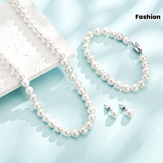 Set di gioielli da donna in argento 925, composto da perle d'acqua dolce, collana, orecchini e bracciale. Elegante e lussuoso, adatto a varie occasioni come regali, feste serali, accompagnato da una bella scatola regalo.