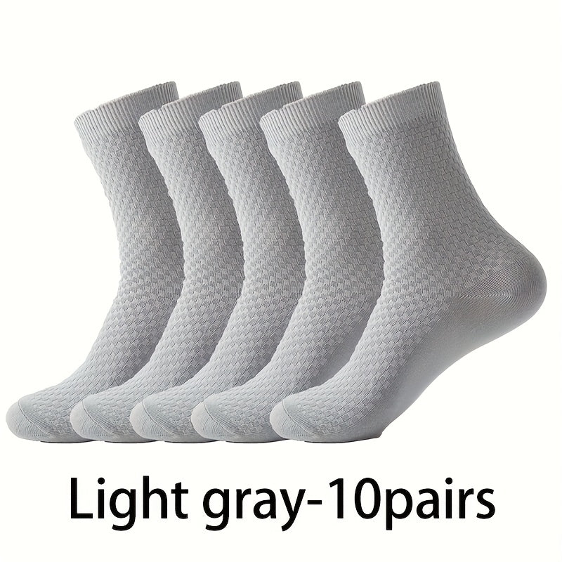 10 Paia, Calzini Uomo in Fibra di Bambù a Mezza Gamba - Traspiranti e Comodi per Business Casual e Ufficio, Calzini Traspiranti e Confortevoli, Indossare Quotidiano,Design Classico,Stile Minimalista,Tessuto Morbido,Uomini Professionali