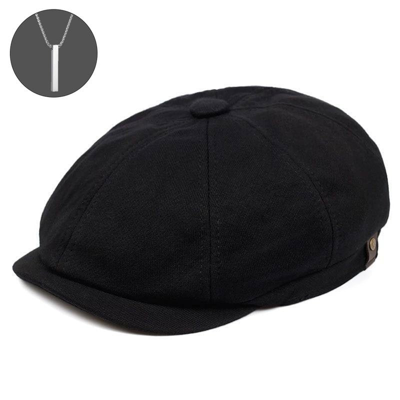 2-Pack: 1 Cappello più 1 Collana, Cappello Newsboy per Uomo, Cappello Tweed Gatsby, Cappello Ivy Cabbie, Cappello da Golf con Cima Piana per Padre, Donna, Unisex