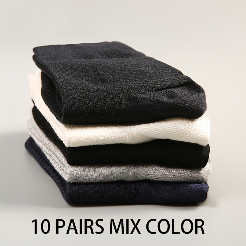 10 Paia, Calzini Uomo in Fibra di Bambù a Mezza Gamba - Traspiranti e Comodi per Business Casual e Ufficio, Calzini Traspiranti e Confortevoli, Indossare Quotidiano,Design Classico,Stile Minimalista,Tessuto Morbido,Uomini Professionali