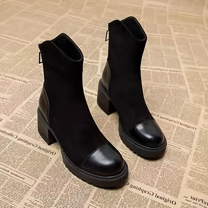 Stivali con plateau grossi da donna - Chiusura slip-on, soletta imbottita e suola in gomma antiscivolo - Scarpe per tutte le stagioni, quotidiane e formali - Stivali eleganti da donna, stivali da signora, calzature casual, calzature alla moda, amanti dell