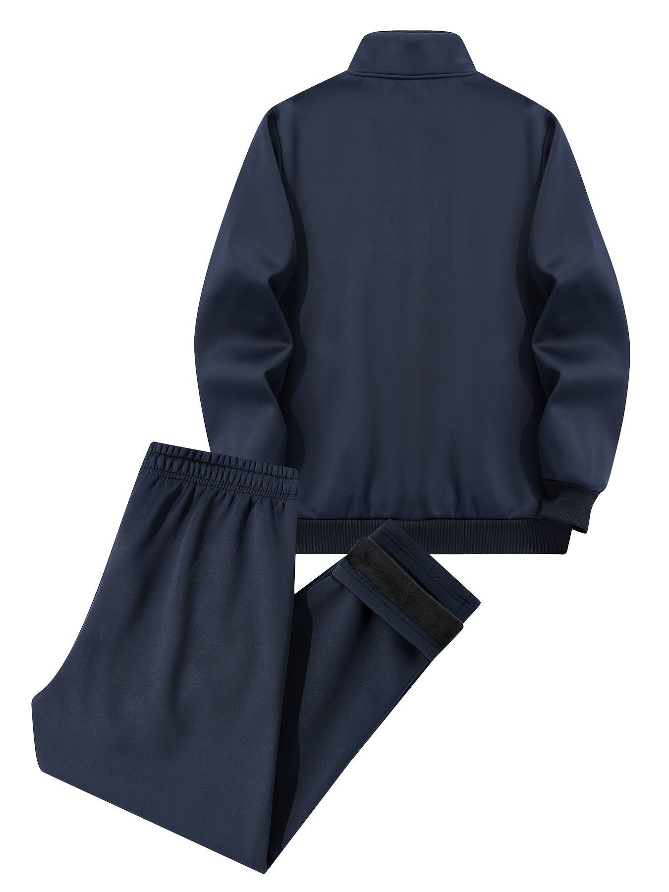 Tute da uomo invernali in velluto spesso per il tempo libero per persone di mezza età e giovani, ideali per sport all'aperto, resistenti al vento, con top e pantaloni a tinta unita.