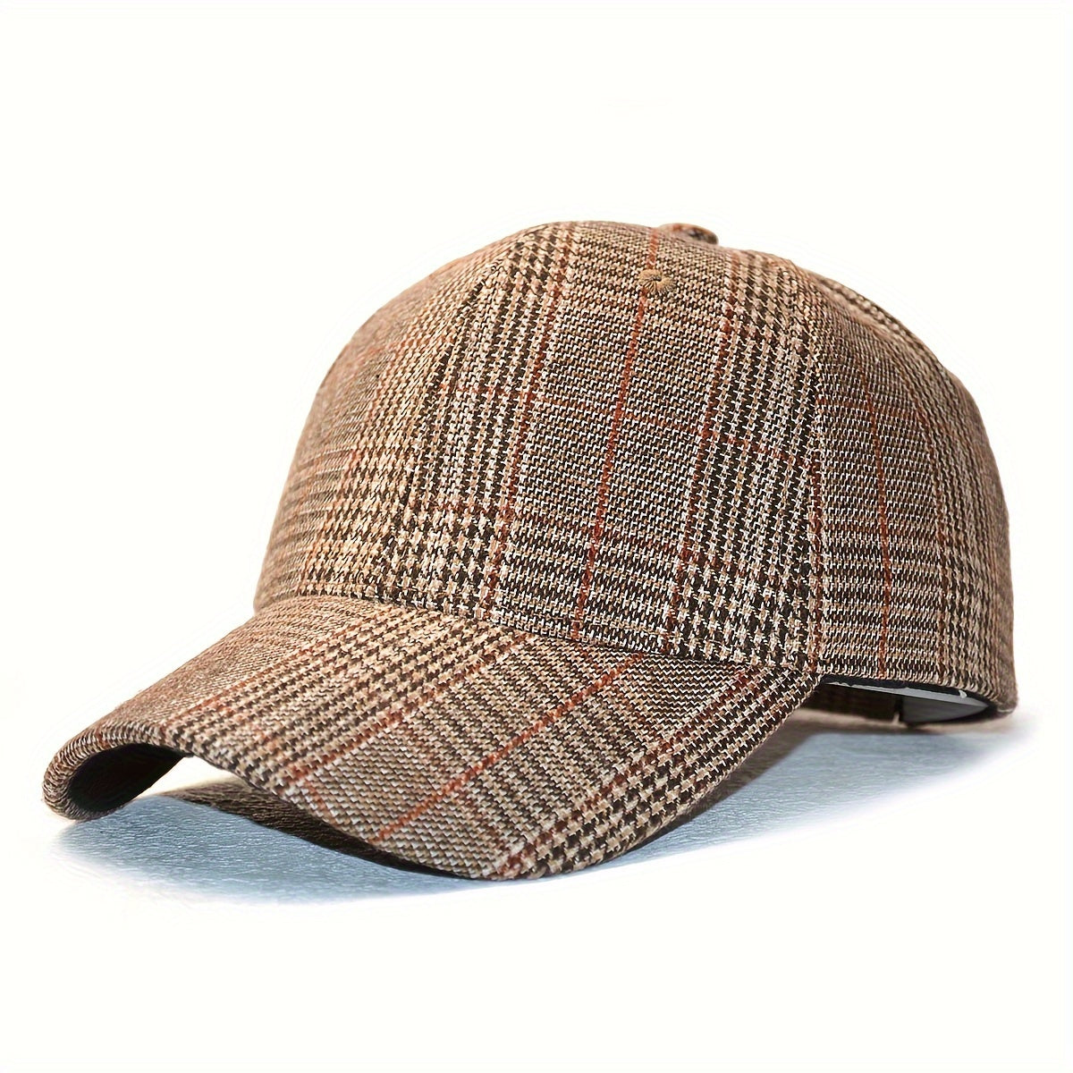 1pz Cappellino da Baseball Classico a Quadri Houndstooth - Traspirante, Design Vintage a Quadri con Coulisse Regolabile, Cappello da Sole Ideale per Primavera & Autunno, Disponibile in Grigio/Bianco, Marrone/Beige, Grigio Scuro/Nero