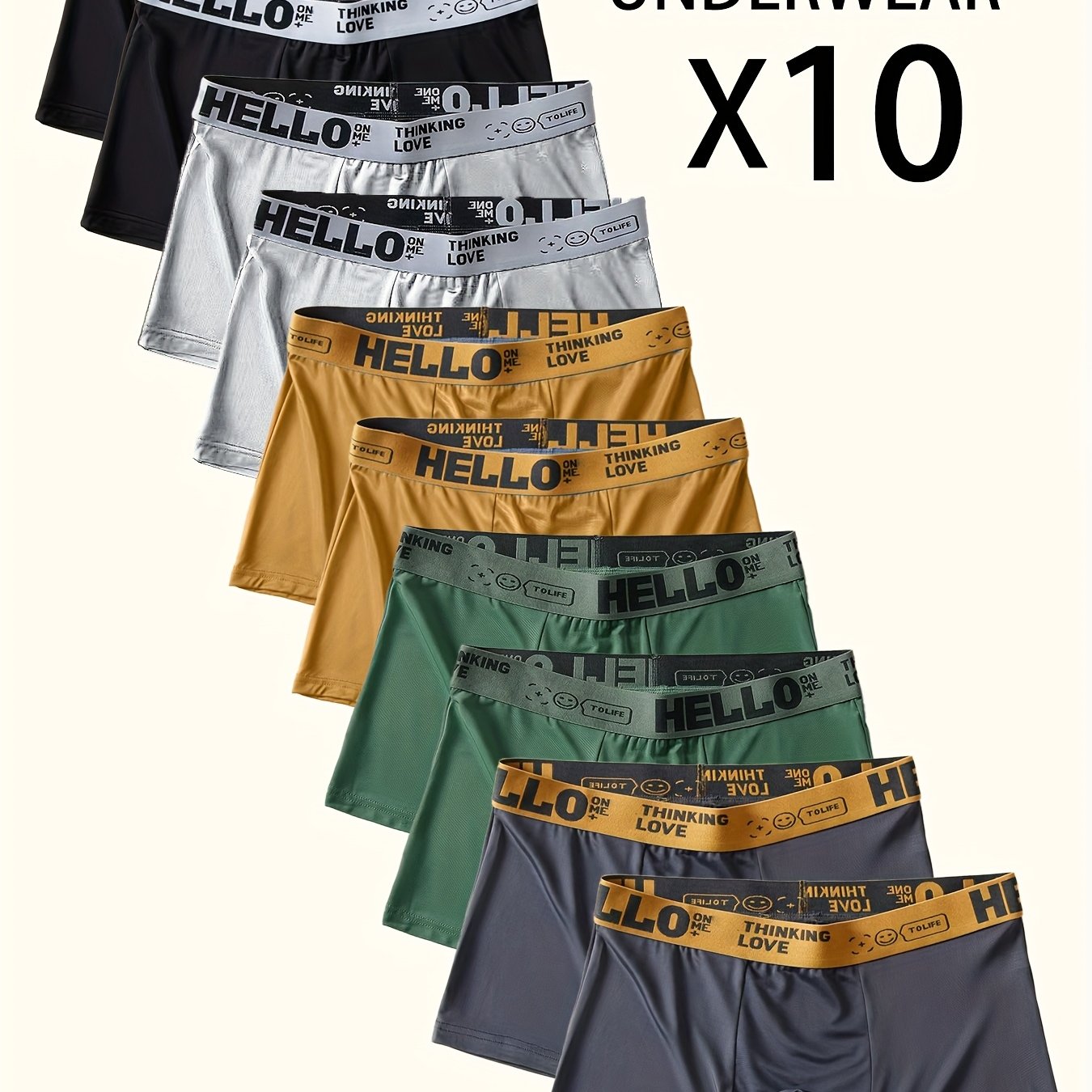 10pz "Ciao" Pantaloni Basso da Uomo Stampati - Alla Moda, Traspiranti, Comodi, Pantaloni Sportivi ad Alta Elasticità, Asciugatura Rapida