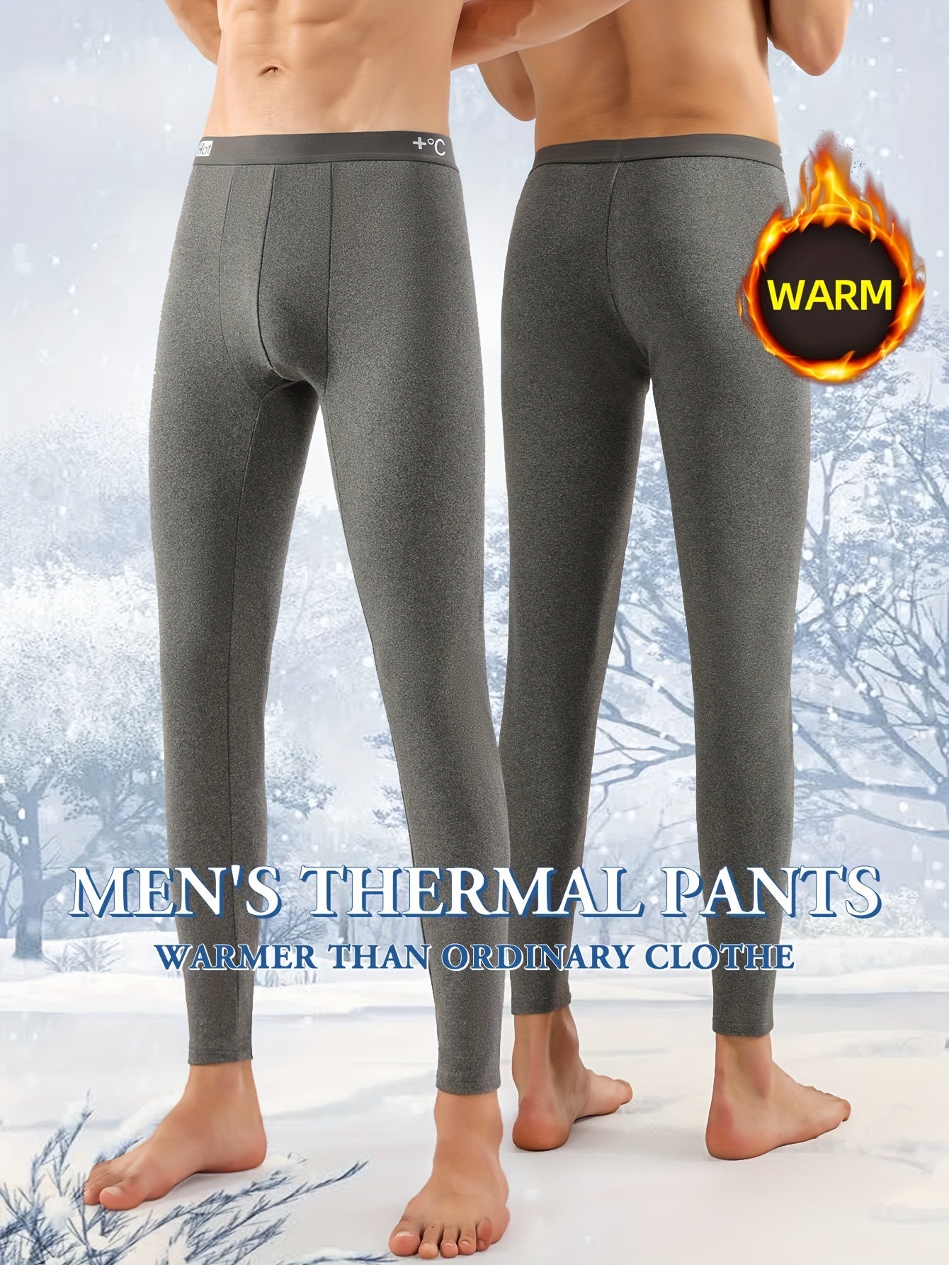 Pantaloni Stile Casual| Pantaloni Termici Slim-Fit da Uomo - Leggings Foderati in Pile Caldo, Misto Poliestere/Spandex Elasticizzato, Ideali per il Comfort Invernale & l'Abbigliamento Casual, Grigio