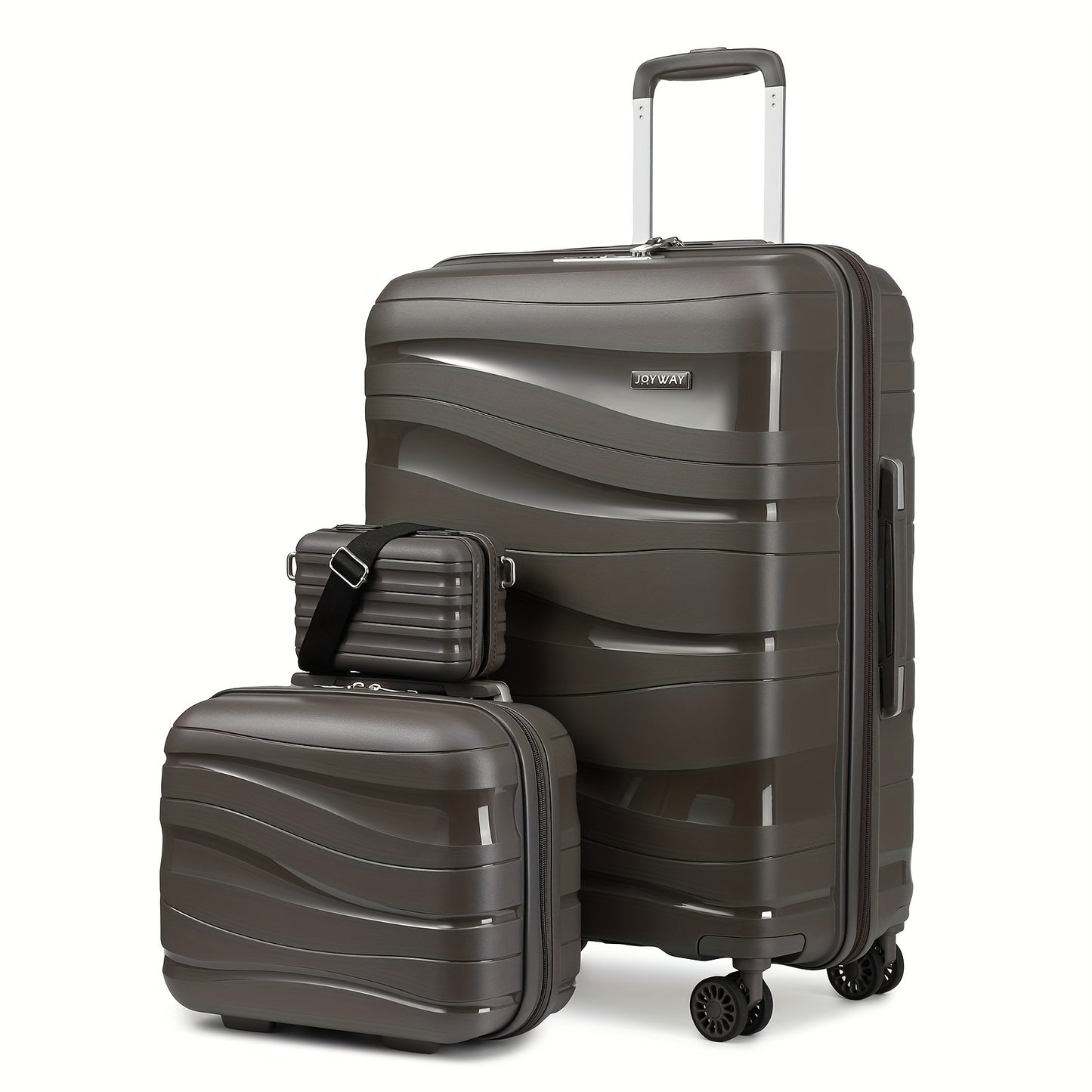 Valigia a mano Melalenia, Valigia leggera a mano, Valigia rigida espandibile in PP con ruote girevoli, Valigia da viaggio da 20" con serratura TSA (set da 3 pezzi)