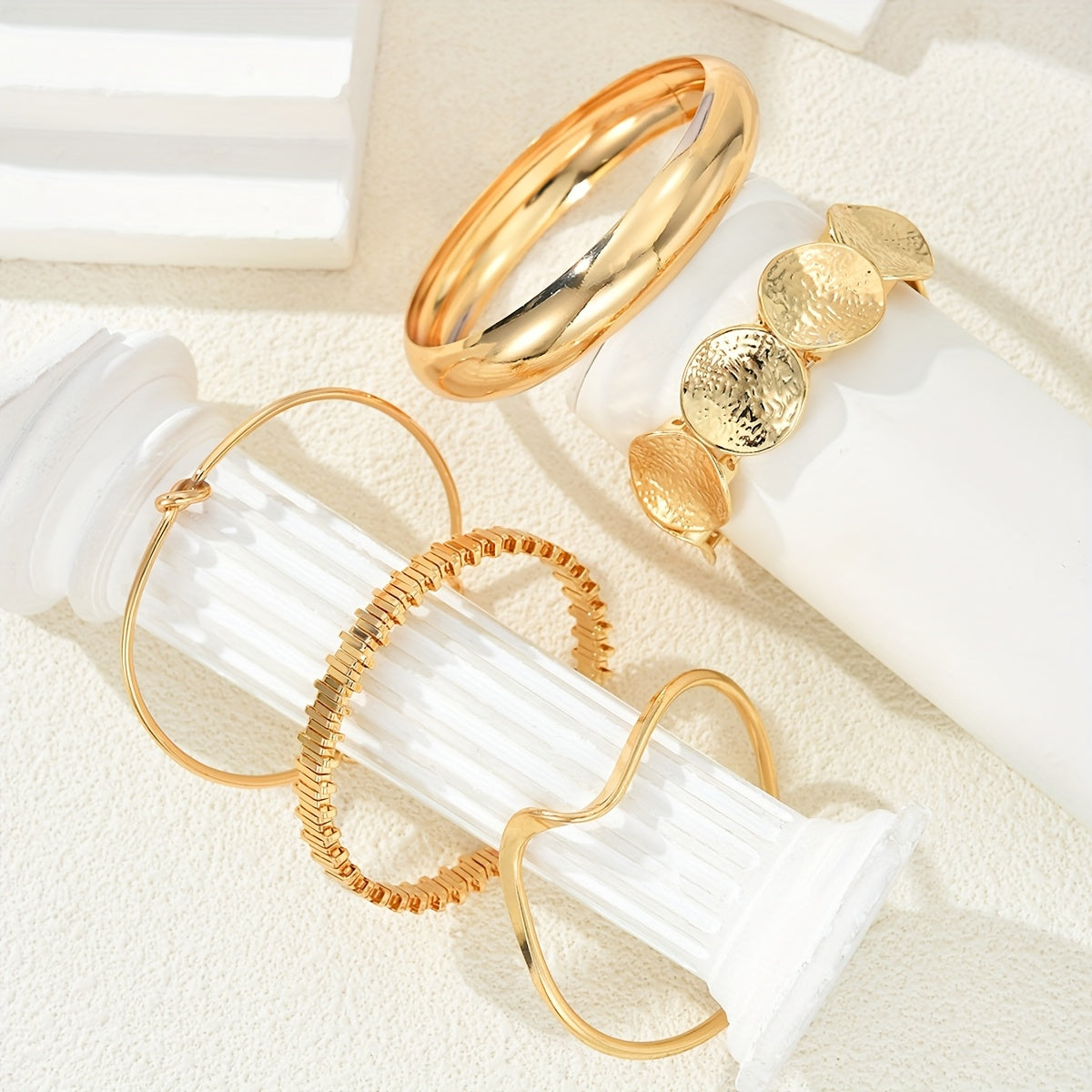 5 Pezzi Braccialetti Geometrici Irregolari con Nodo Onda, Versatili e Alla Moda per Donne - Ideali per Uso Quotidiano e Regali Festivi