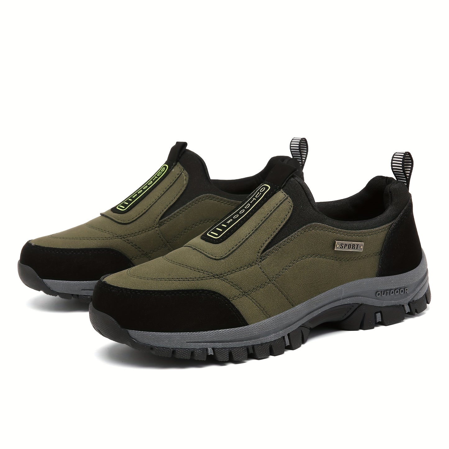 Scarpe da trekking slip-on da uomo - Sola spessa e morbida, parte superiore in tessuto traspirante, leggere e comode per passeggiate all'aperto, abbigliamento casual e trekking, stivali da trekking, design a punta rotonda, calzature adatte