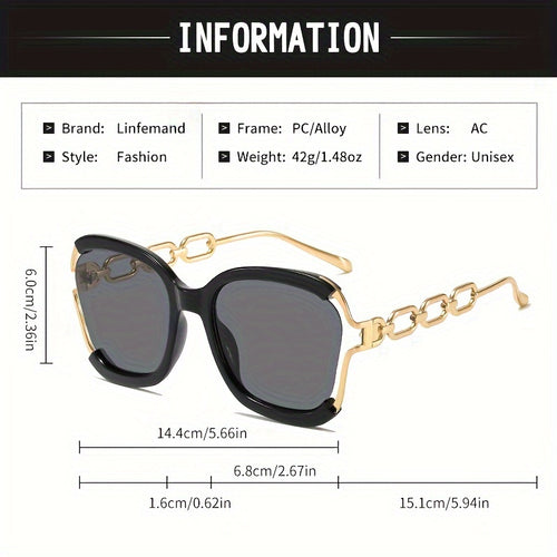 Occhiali da Vista alla Moda con Mezza Montatura in Metallo e Catena per Donne, Occhiali Decorativi di Grande Dimensione per l'Estate Regalo per il Festival