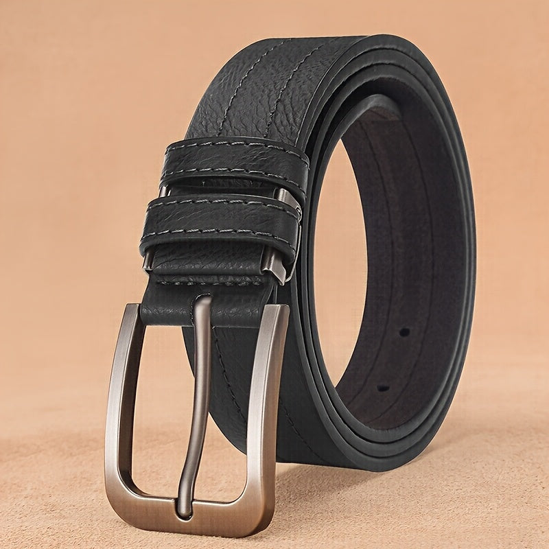 2pz Cinture di Lusso FLAGIA da Uomo - Fibbia Quadrata Regolabile, Perfette per Jeans e Pantaloni Formali, Materiale Elegante in PU, Nero & Marrone Scuro, Ideali per San Valentino o Carnevale