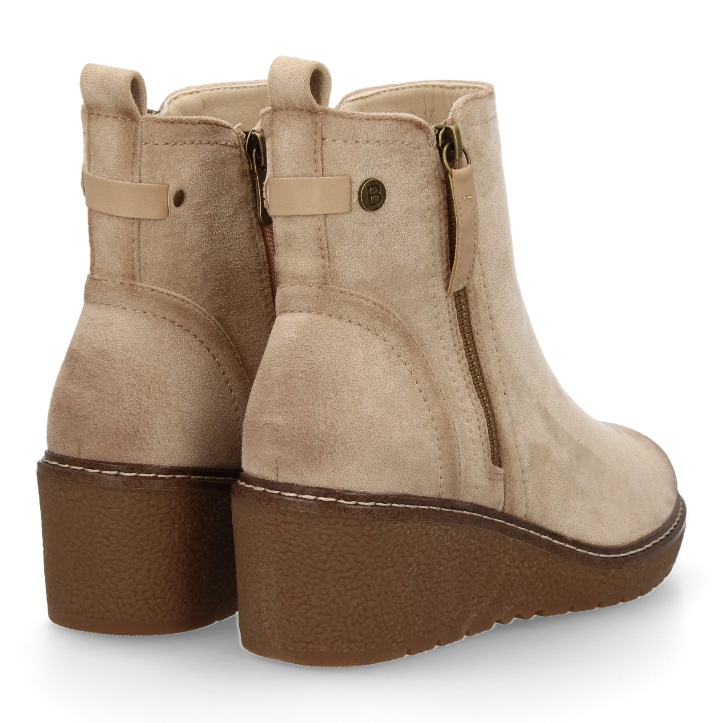 Stivaletto con Zeppa Donna, Design Comodo ed Elegante. Dettagli Cuciti con Chiusura a Cerniera e Linguetta Posteriore. Perfetto per Autunno e Inverno
