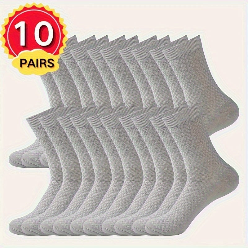 10 Paia, Calzini Uomo in Fibra di Bambù a Mezza Gamba - Traspiranti e Comodi per Business Casual e Ufficio, Calzini Traspiranti e Confortevoli, Indossare Quotidiano,Design Classico,Stile Minimalista,Tessuto Morbido,Uomini Professionali