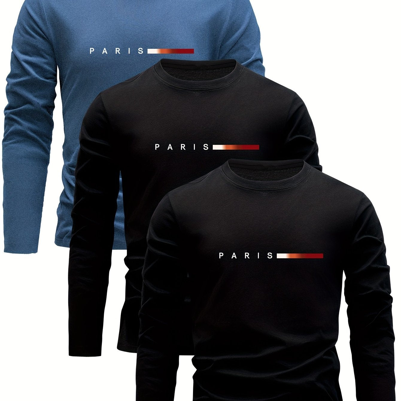 3 Pezzi Magliette Uomo Manica Lunga 100% Cotone, Versatili ed Eleganti per Primavera/Autunno Abbigliamento Autunnale Outfit Quotidiano T-Shirt Classico Design Minimalista Stoffa Traspirante Cuciture Resistenti Confezione Multipla Camicie da Donna Indument