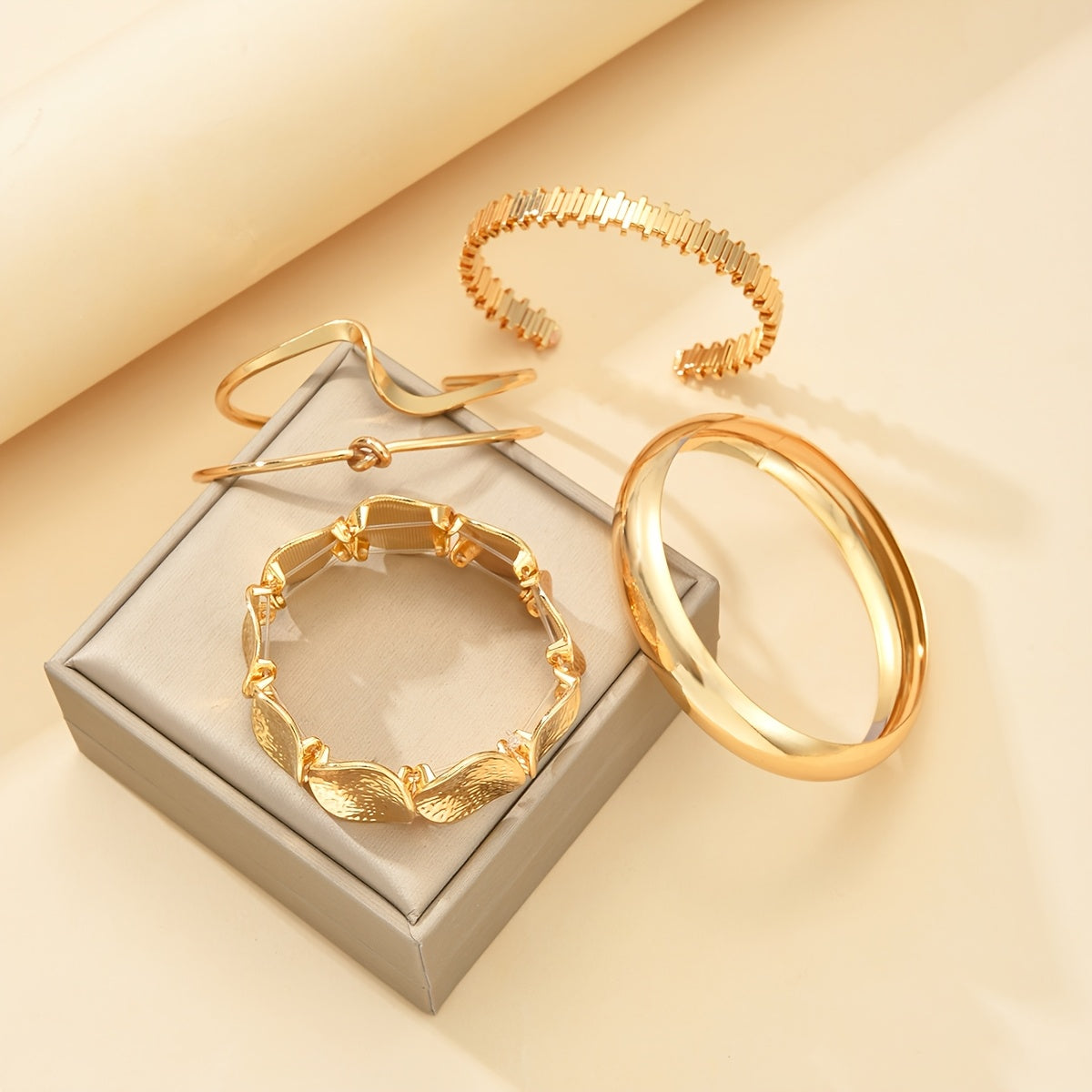 5 Pezzi Braccialetti Geometrici Irregolari con Nodo Onda, Versatili e Alla Moda per Donne - Ideali per Uso Quotidiano e Regali Festivi