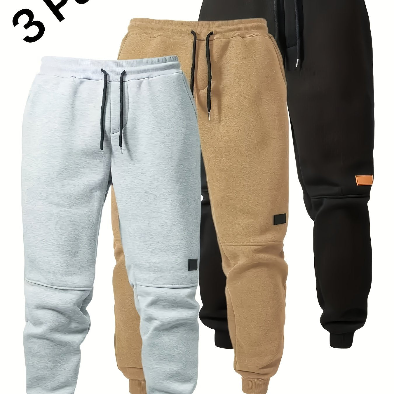 3pezzo Pantaloni da Jogging da Uomo con Elastico in Vita e Coulisse - Pantaloni da Jogging Casuali a Tinta Unita, Vestibilità Regolare, Lunghezza alla Caviglia, Comodi per Autunno/Inverno, Pantaloni da Jogging, Pantaloni da Jogging, Pantaloni da Jogging p