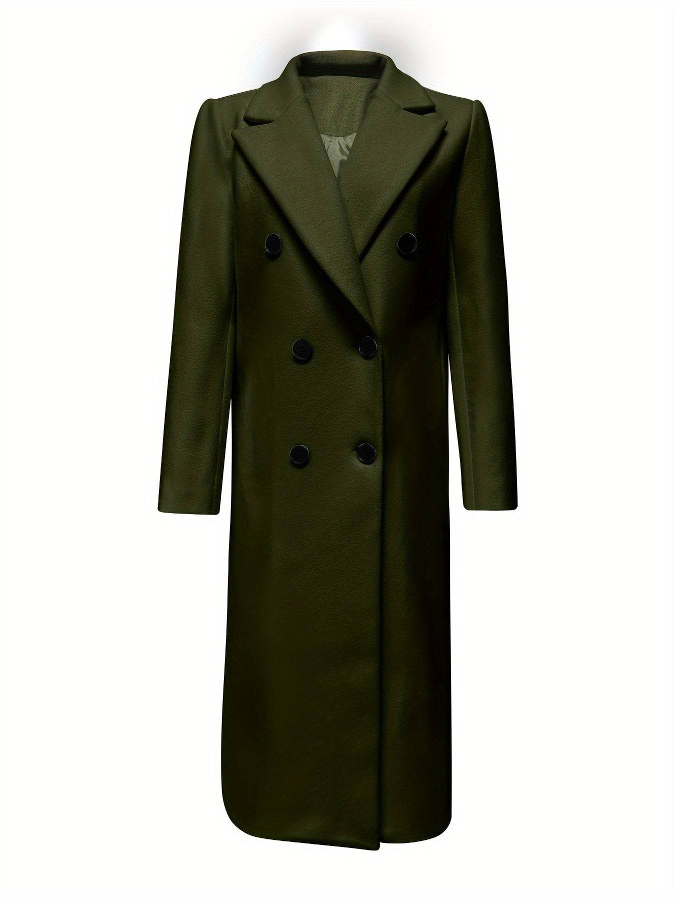 Double Breasted Lapel Overcoat, Elegant Long Sleeve Outwear For Fall & Winter, Women's Clothing
