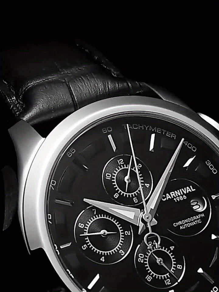 Multifunctional Automatic Men'S Mechanical Watch, Fashion Sports Calendar 30m Waterproof Watch, Without Battery