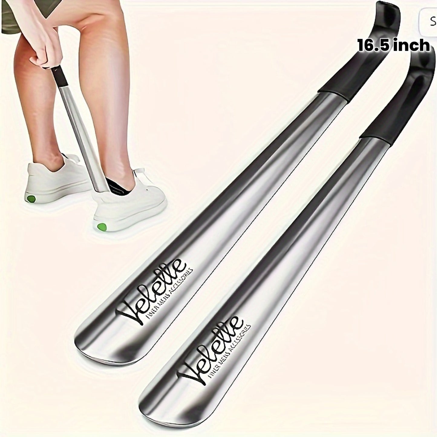 1pz Extra Lungo 41.91 cm Calzascarpe in Acciaio Inox per Anziani - Impugnatura Comfort Antiscivolo, Costruzione in Metallo Durevole, Strumento Facile per Mettere e Togliere le Scarpe per Anziani, Disabili, Persone con Mobilità Ridotta