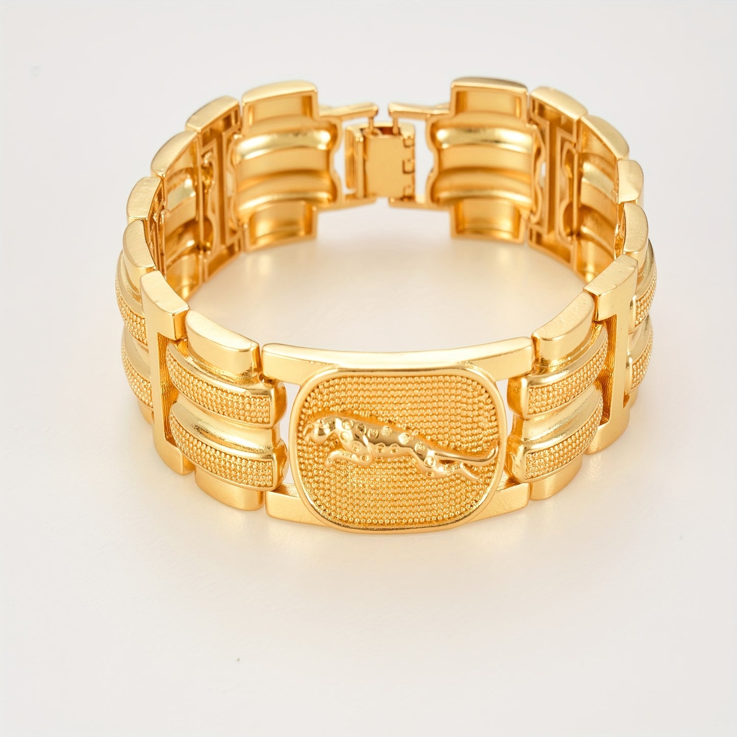 1pz Braccialetto da Polso Stile Vintage Placcato Oro con Leopardo per Uomo e Donna, Design di Lusso Adatto all'Uso Quotidiano - Il Miglior Regalo per San Valentino o la Festa del Papà