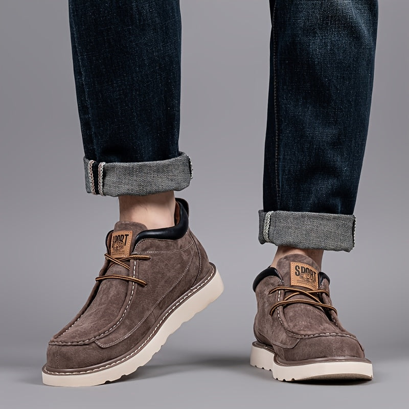 Scarpe Derby Genuine da Uomo - Stivali alla Caviglia Marroni con Chiusura a Lacci, Comode e Traspiranti, Versatili per Tutte le Stagioni, Perfette per Abbigliamento Casual, Calzature Quotidiane | Stivali alla Caviglia Sottili | Suola in Gomma Durevole