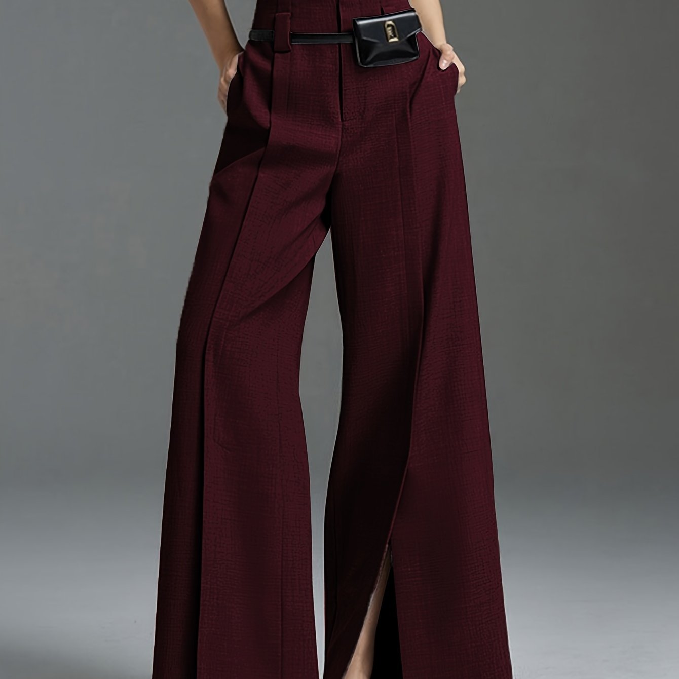 Women'S Elegant Wide-Leg Trousers - Non-Belted Pants with Elastic Waist, All-Season Formal & Everyday Pants for Office, Parties, Casual Outfits - Diqiuivy Professional Women'S Clothing, Party Attire, Smooth Texture, Office Wear, Stylish Bottoms