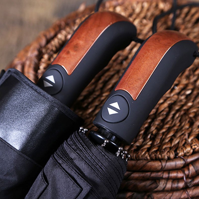 Ombrello Classico Stile Inglese 10 Stecche Resistente al Vento Pieghevole a 3 Strati Parasole di Qualità per Uomo Elegante