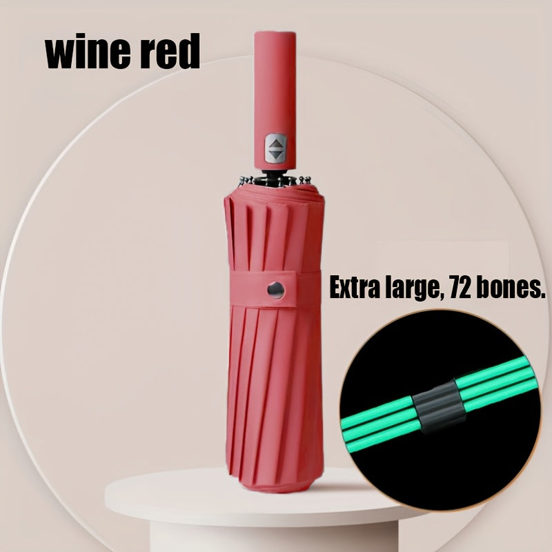 1Cp72 Ombrello Automatico con 72 Ribs Rinforzati, Adatto per Uomini e Donne, Pieghevole, Portatile e Durevole con .