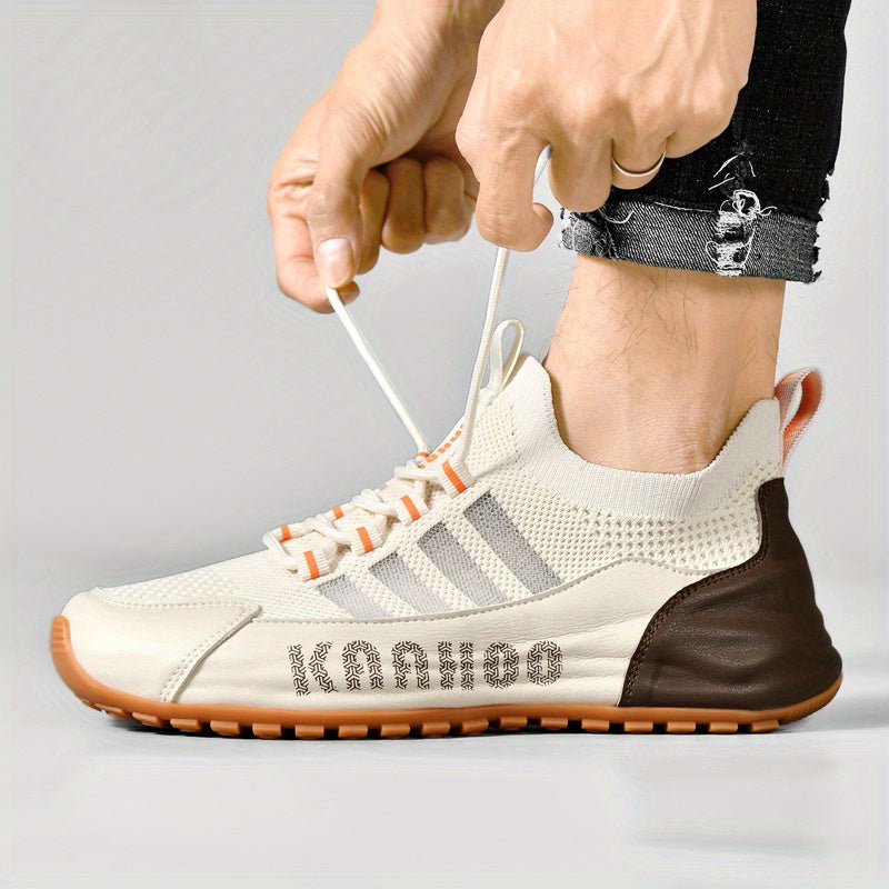 Sneakers alla Moda - Traspiranti, Antiscivolo con Suola Spessa per Attività all'Aperto, Scarpe Casual con Lacci in Marrone Crema