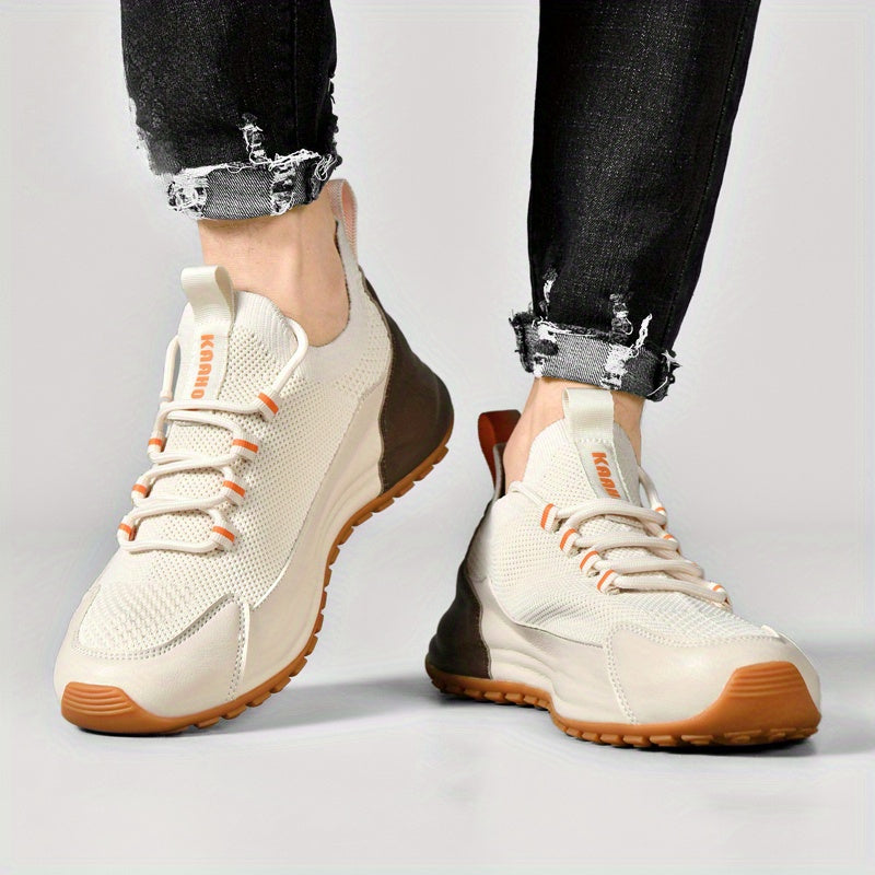 Sneakers alla Moda - Traspiranti, Antiscivolo con Suola Spessa per Attività all'Aperto, Scarpe Casual con Lacci in Marrone Crema