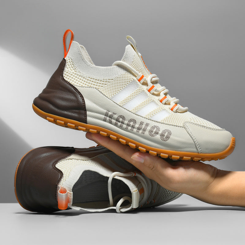 Sneakers alla Moda - Traspiranti, Antiscivolo con Suola Spessa per Attività all'Aperto, Scarpe Casual con Lacci in Marrone Crema