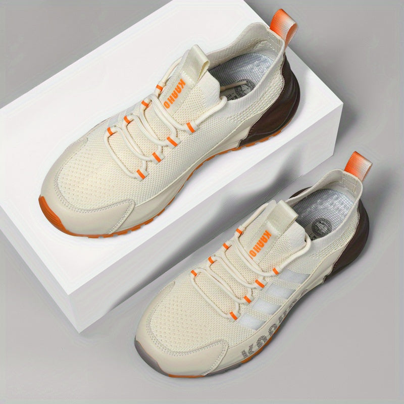 Sneakers alla Moda - Traspiranti, Antiscivolo con Suola Spessa per Attività all'Aperto, Scarpe Casual con Lacci in Marrone Crema