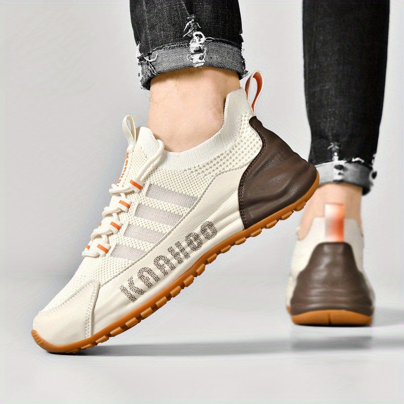 Sneakers alla Moda - Traspiranti, Antiscivolo con Suola Spessa per Attività all'Aperto, Scarpe Casual con Lacci in Marrone Crema