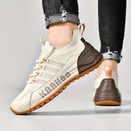 Sneakers alla Moda - Traspiranti, Antiscivolo con Suola Spessa per Attività all'Aperto, Scarpe Casual con Lacci in Marrone Crema