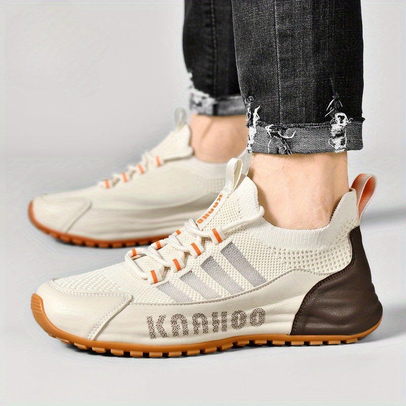 Sneakers alla Moda - Traspiranti, Antiscivolo con Suola Spessa per Attività all'Aperto, Scarpe Casual con Lacci in Marrone Crema