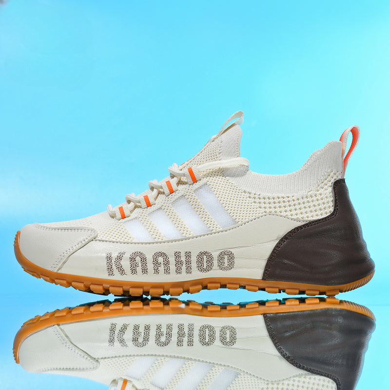 Sneakers alla Moda - Traspiranti, Antiscivolo con Suola Spessa per Attività all'Aperto, Scarpe Casual con Lacci in Marrone Crema