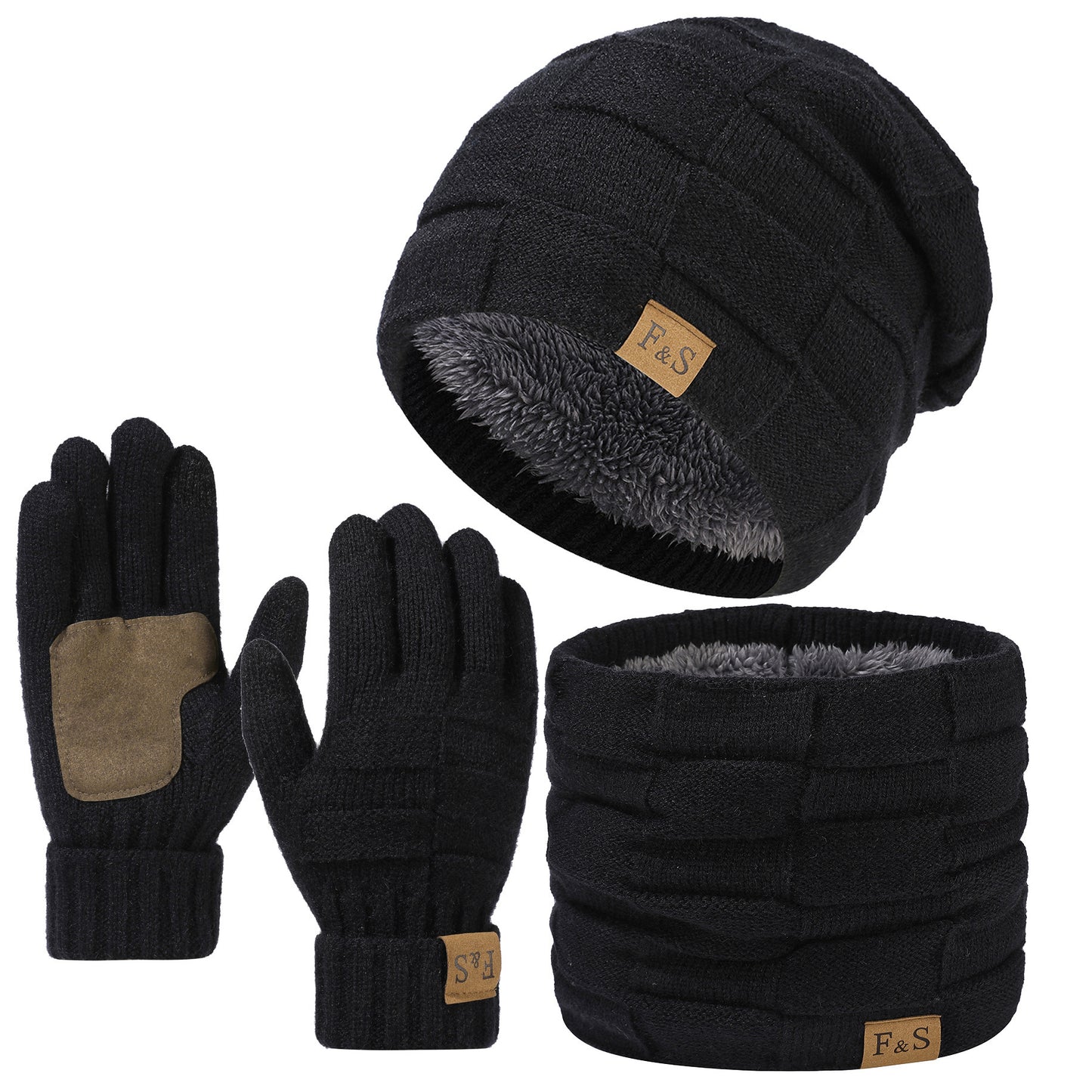 Set invernale in maglia acrilica da 3 pezzi per uomo, tema supereroe, leggero cappello a visiera con pizzo, guanti elastici, calzamaglia con chiusura a scatto, lavabile a mano - Accessori versatili per il giorno della neve