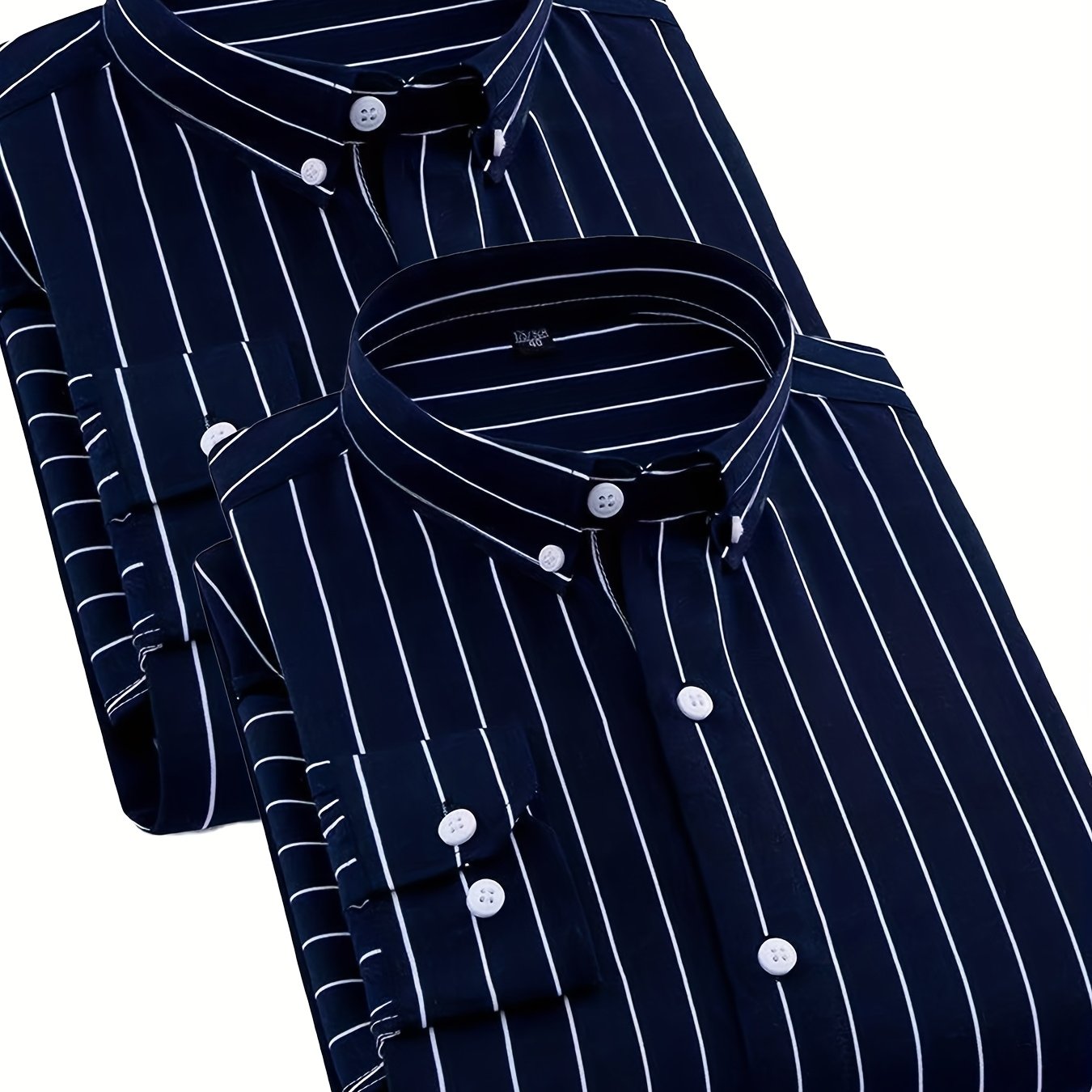 1+1pz Camicia Uomo a Righe con Maniche Lunghe - Colletto Casual, Tessuto Leggero, Ideale per Vacanze al Mare, Appuntamenti e Regali, Top Classico a Righe