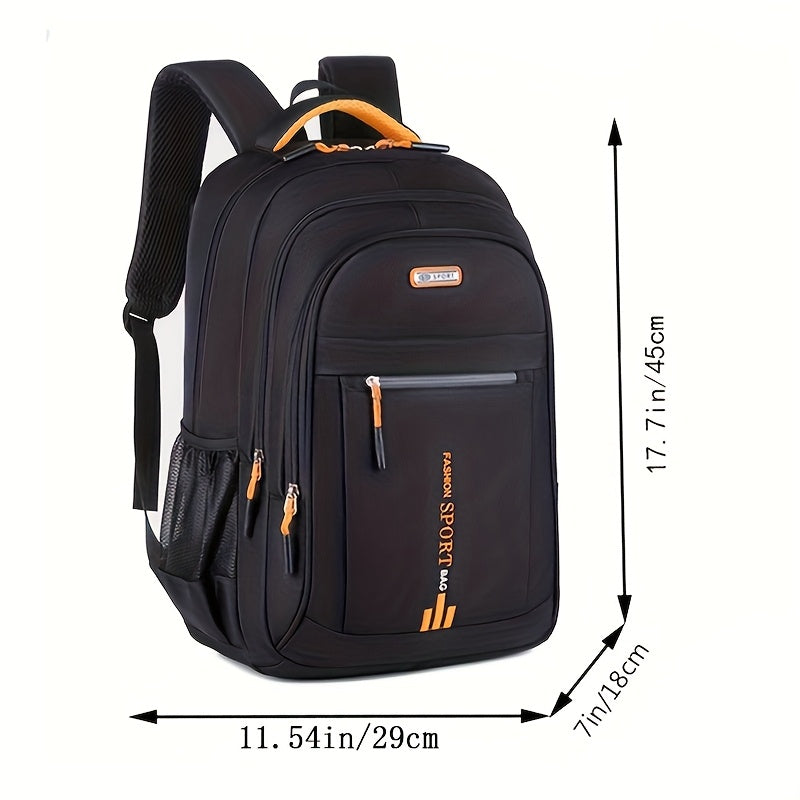 Zaino da Viaggio di Grande Capacità per Uomini - Nylon Resistente, Spallacci Regolabili, Borsa Multiscomparti per Affari e Scuola, Nero, Zaino da Viaggio